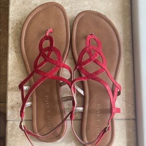 Kelly & Katie Red and Brown Sandals